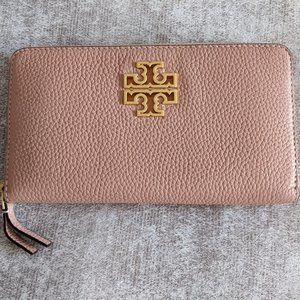 Tory Burch Britten Zip Continental Wallet Pink Moon